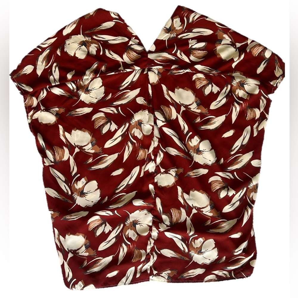 Adrienne Maroon and Cream Floral Blouse - Picture 4 of 5